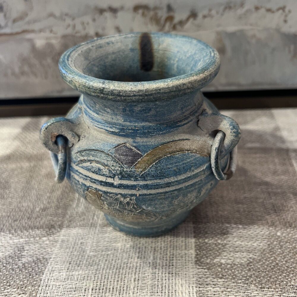 Southwestern  Vase Native American Blue Pottery